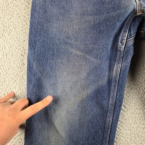 Duluth Trading Jeans Mens 36x32 (34x31) Blue Denim Workwear Distressed - Picture 4 of 14